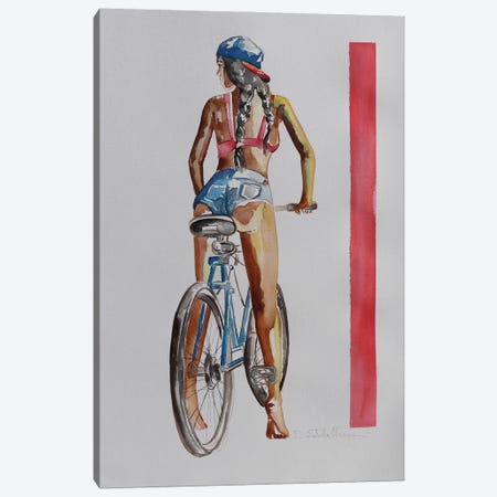 Me And My New Bike Canvas Print #DOM418} by Donatella Marraoni Canvas Wall Art