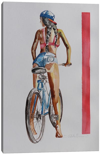 Me And My New Bike Canvas Art Print - Donatella Marraoni