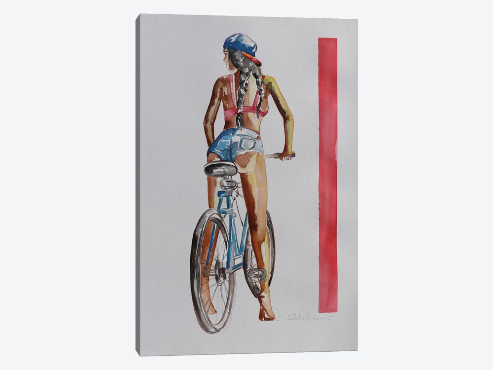 Me And My New Bike by Donatella Marraoni 1-piece Canvas Art
