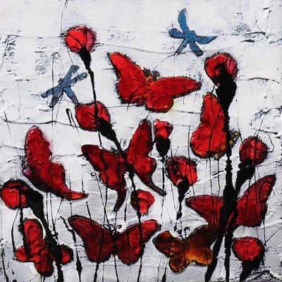 Butterfly And Poppies by Donatella Marraoni canvas print