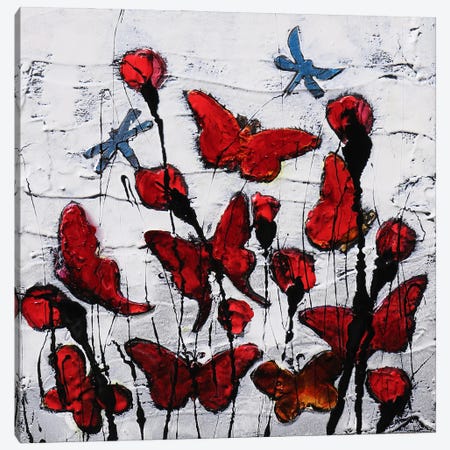 Butterfly And Poppies Canvas Print #DOM436} by Donatella Marraoni Canvas Art Print