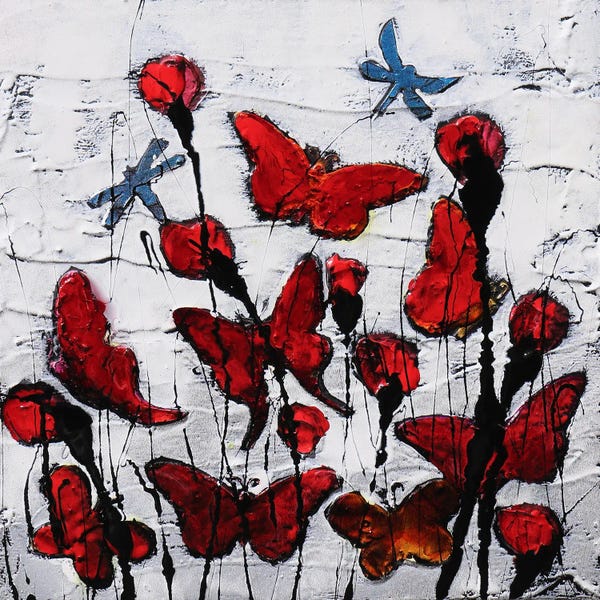 Donatella Marraoni: Butterfly And Poppies by Donatella Marraoni