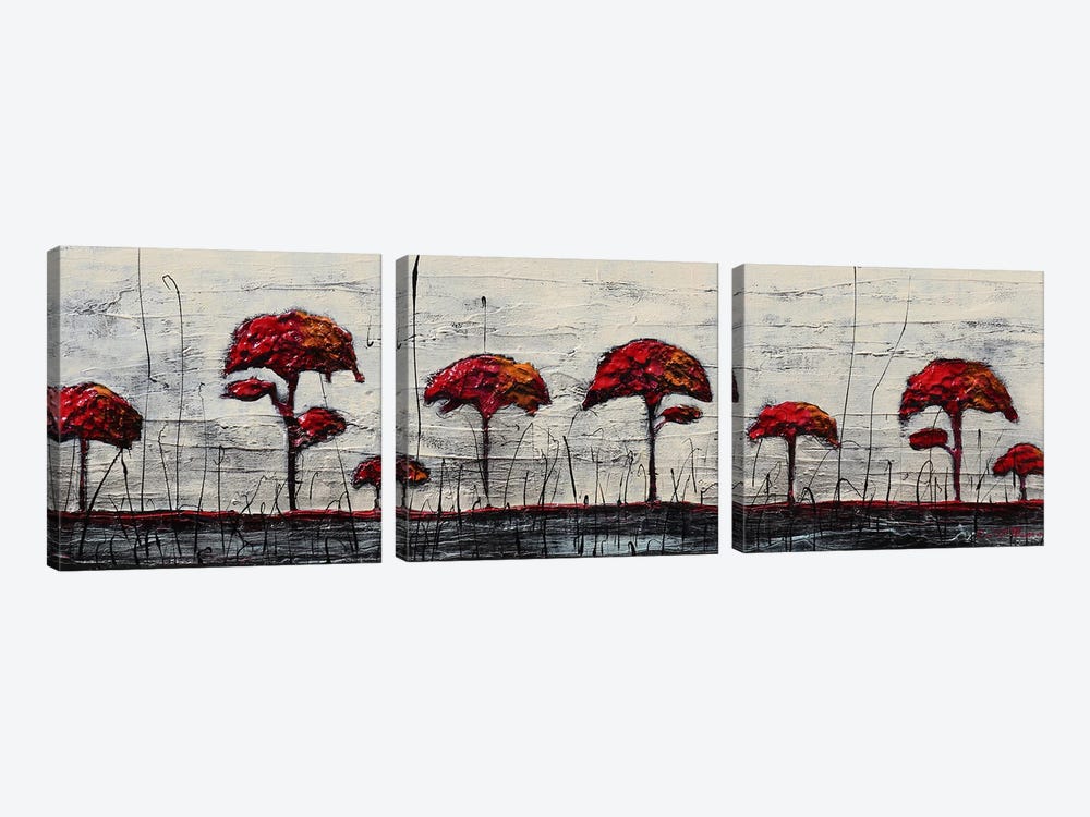 Red Trees by Donatella Marraoni 3-piece Canvas Art Print