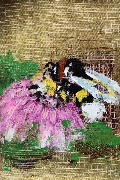 Donatella Marraoni: Bee And Pinl Flower by Donatella Marraoni