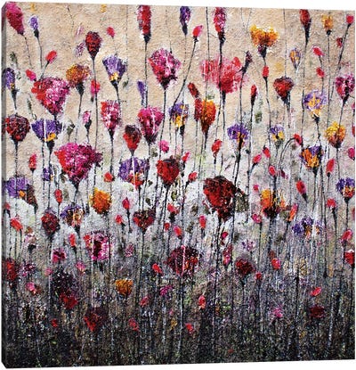 Purple Love And Poppies Canvas Art Print - Donatella Marraoni