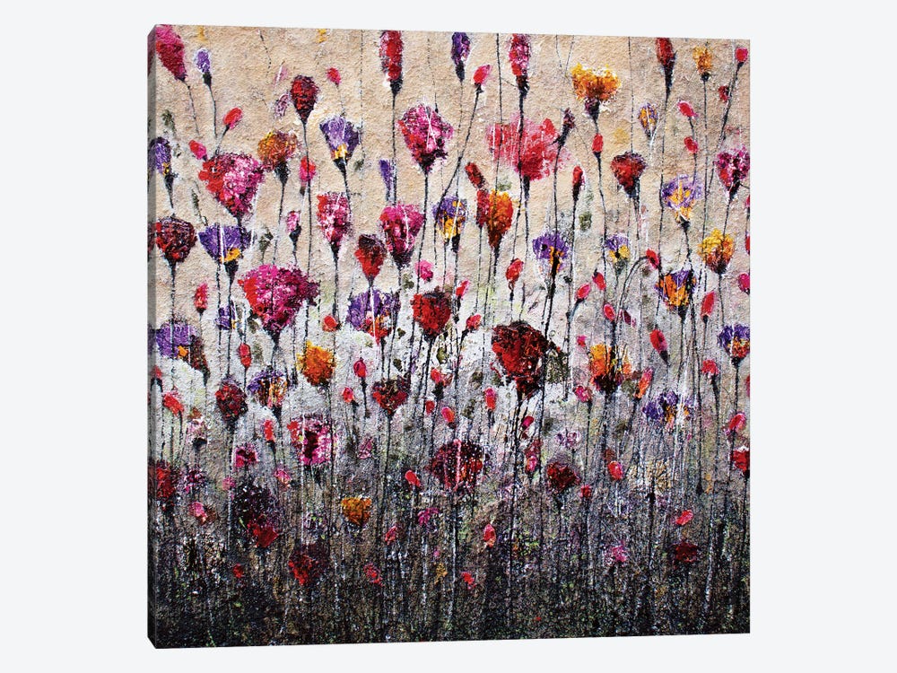 Purple Love And Poppies by Donatella Marraoni 1-piece Canvas Art
