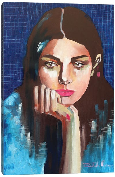 Portrait In Blue Canvas Art Print - Donatella Marraoni