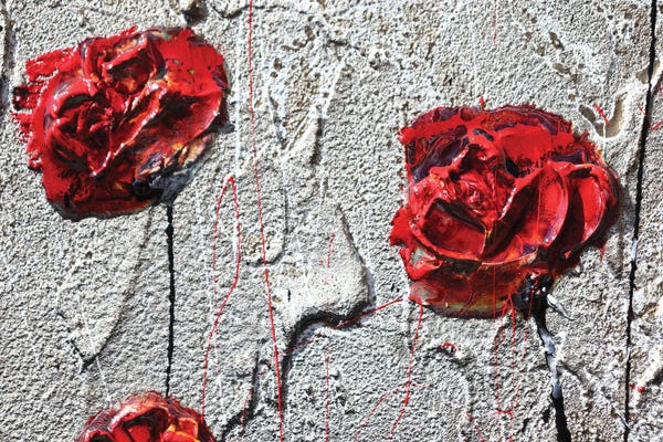 Donatella Marraoni: Poppies And Wall by Donatella Marraoni