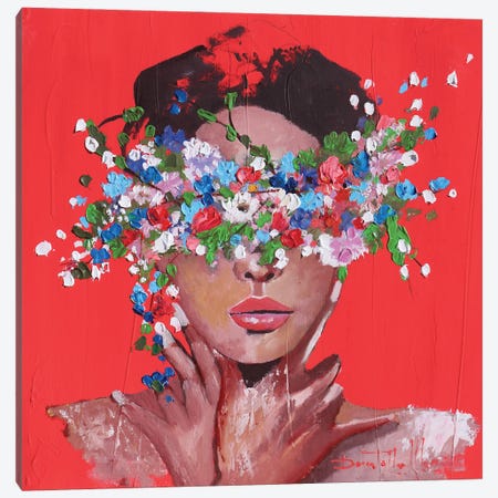 Woman With Flowers Canvas Print #DOM520} by Donatella Marraoni Canvas Artwork