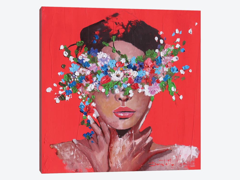 Woman With Flowers by Donatella Marraoni 1-piece Canvas Artwork