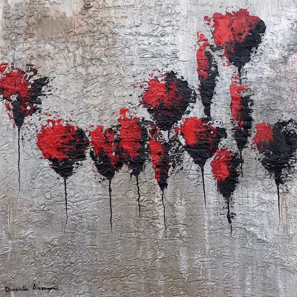 Black & White & Red: The Gold Letter - Poppies by Donatella Marraoni