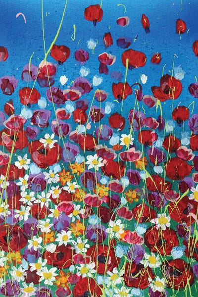 Donatella Marraoni: Blue Sky And Poppies II by Donatella Marraoni