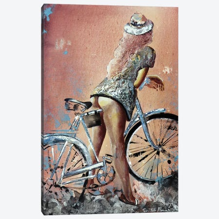 Woman With Her Hat...And Her Bike Canvas Print #DOM59} by Donatella Marraoni Canvas Art Print
