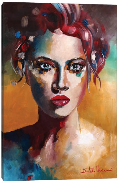 Portrait In Red Canvas Art Print - Donatella Marraoni