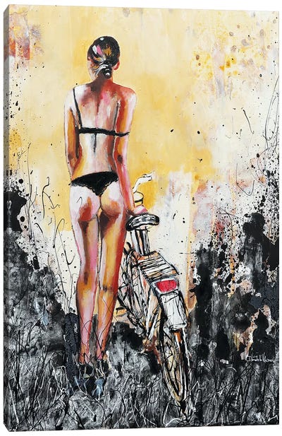 Aly By Bike Canvas Art Print - Donatella Marraoni