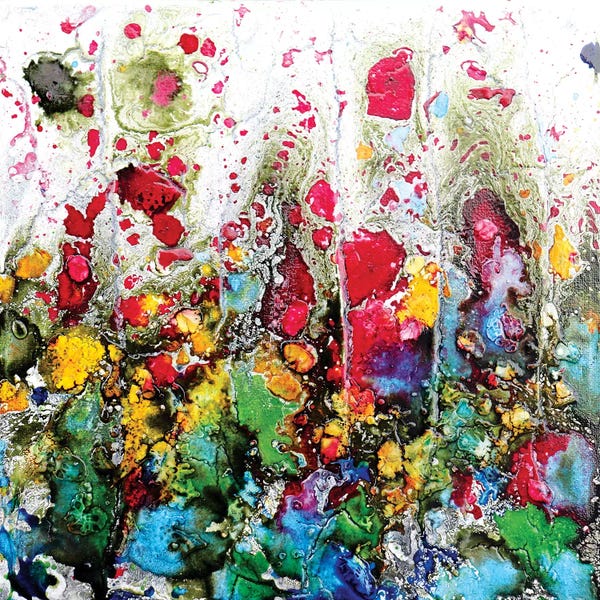 Donatella Marraoni: Poppies And Friends In Blue by Donatella Marraoni