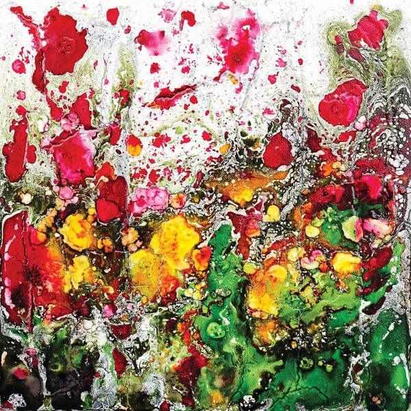 Donatella Marraoni: Poppies And Friends In Green by Donatella Marraoni