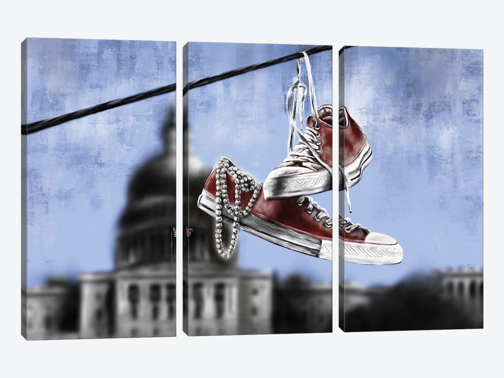 Red Chucks And Pearls by Androo's Art 3-piece Art Print