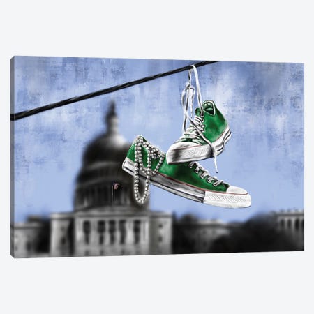 Green Chucks And Pearls Canvas Print #DOO17} by Androo's Art Canvas Wall Art