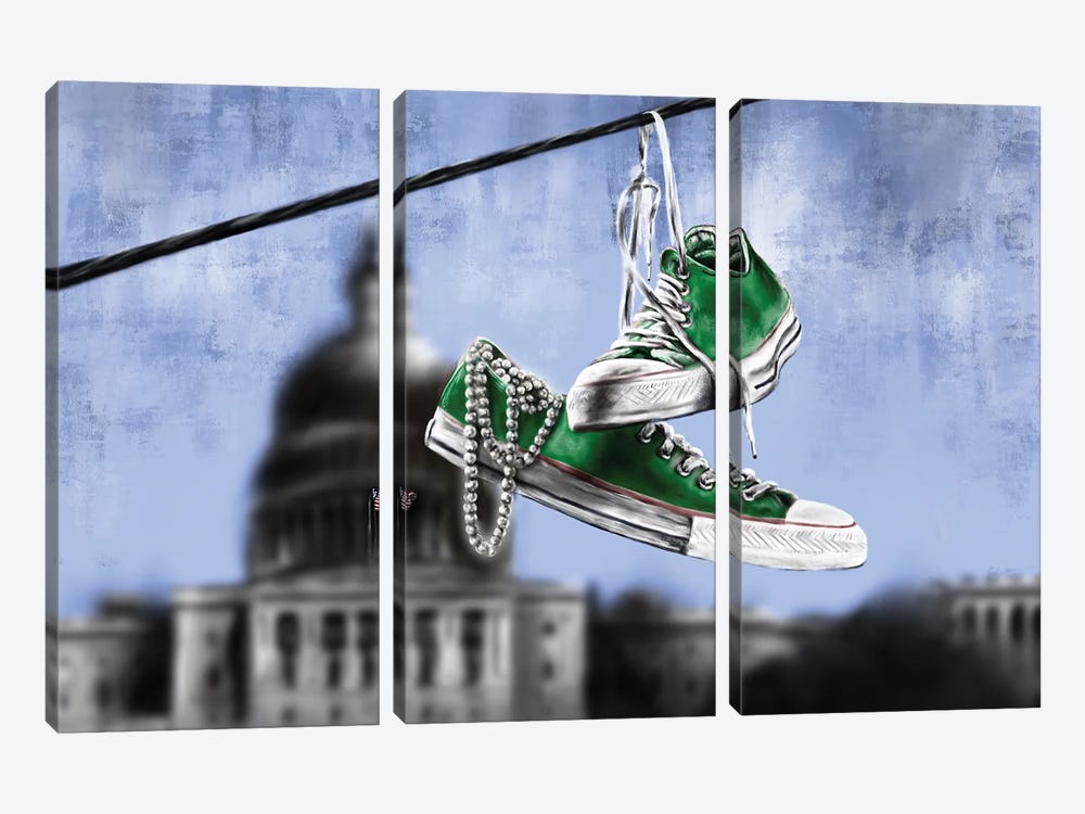 Green Chucks And Pearls by Androo's Art 3-piece Canvas Art