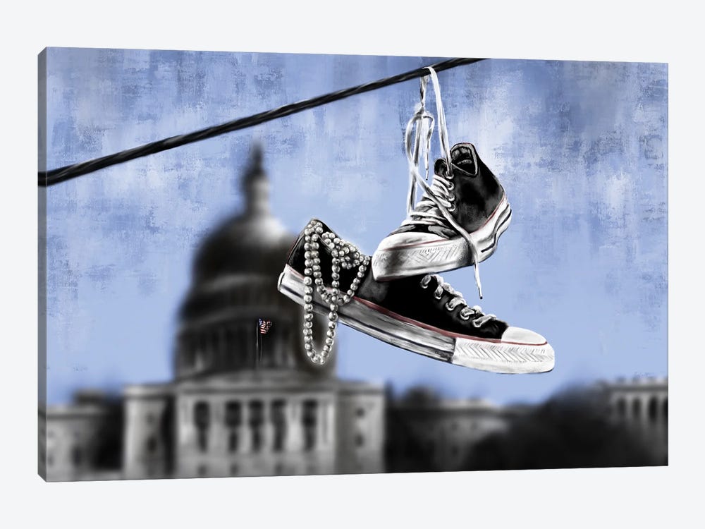 Black Chucks And Pearls by Androo's Art 1-piece Canvas Wall Art