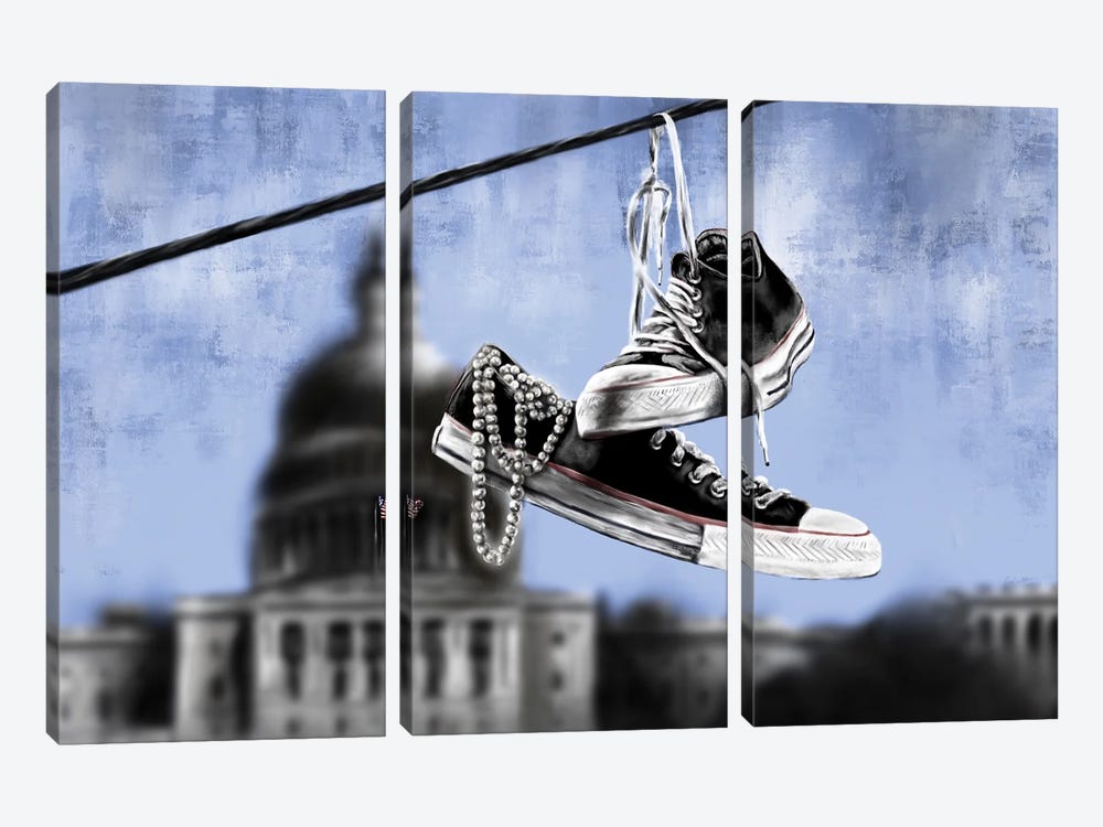 Black Chucks And Pearls by Androo's Art 3-piece Canvas Artwork