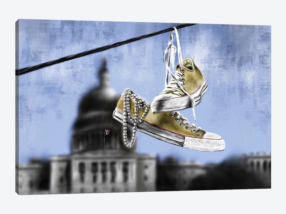 Yellow Chucks And Pearls by Androo's Art 1-piece Canvas Art Print