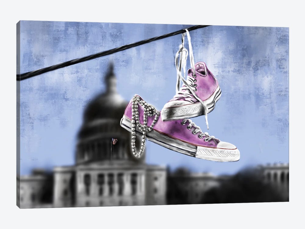 Pink Chucks And Pearls by Androo's Art 1-piece Art Print