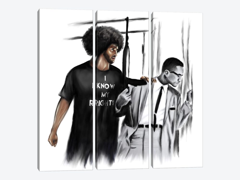 I Know My Rights - Colin Kaepernick Malcolm by Androo's Art 3-piece Canvas Wall Art