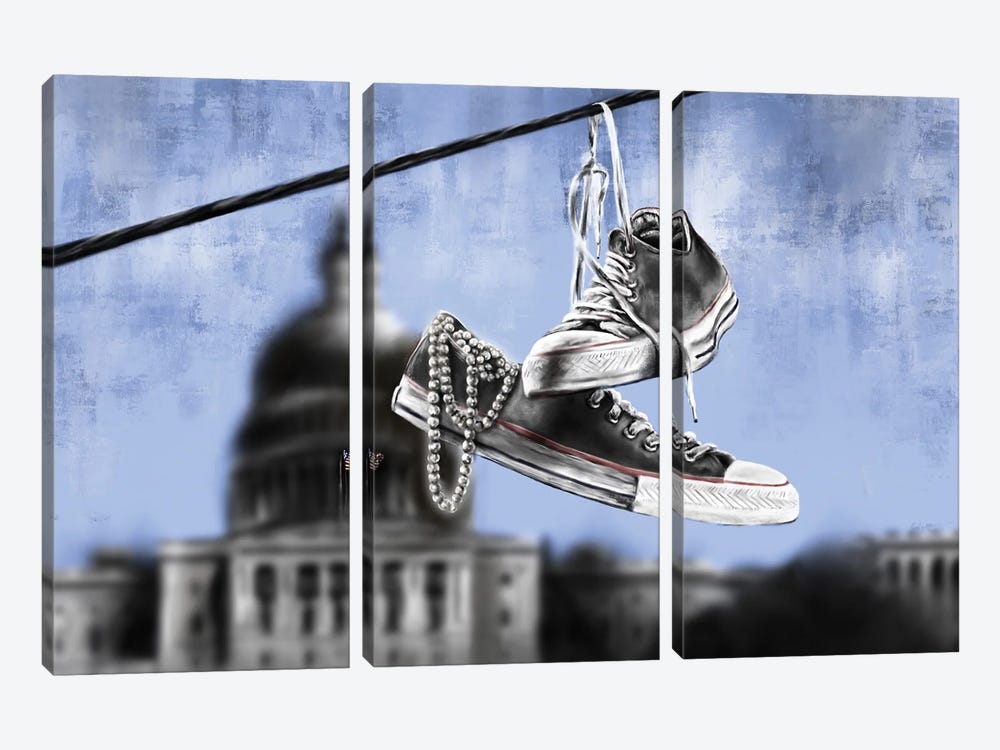 Gray Chucks And Pearls by Androo's Art 3-piece Art Print