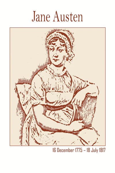 Doa Project - Steelpix Metal Wall Art: Jane Austen – English Novelist by Doa Project