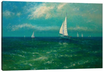 Fair Wind Canvas Art Print - Blue & Green Art