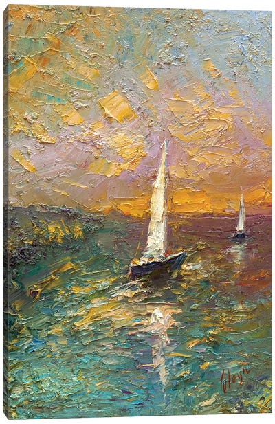 Rainy River III Canvas Art Print - Lake & Ocean Sunrise & Sunset Art