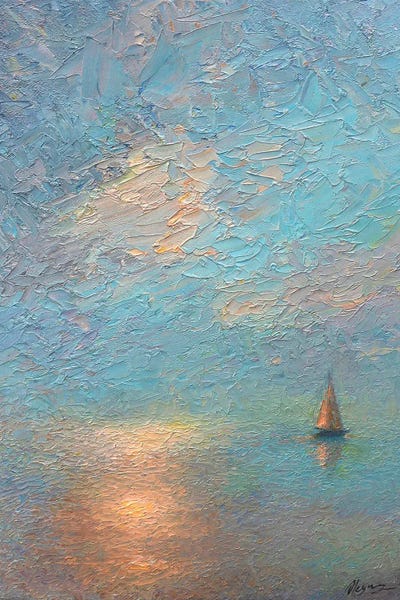 Sailboats: Misty River by Dmitry Oleyn