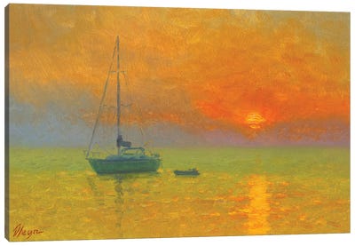 Golden Sunrise Canvas Art Print - Lake & Ocean Sunrise & Sunset Art