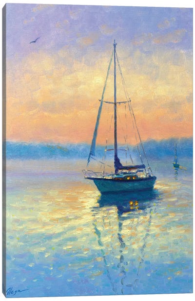 Evening XXI Canvas Art Print - Lake & Ocean Sunrise & Sunset Art