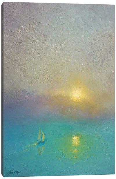 Golden Ghost Island Canvas Art Print - Sailboat Art