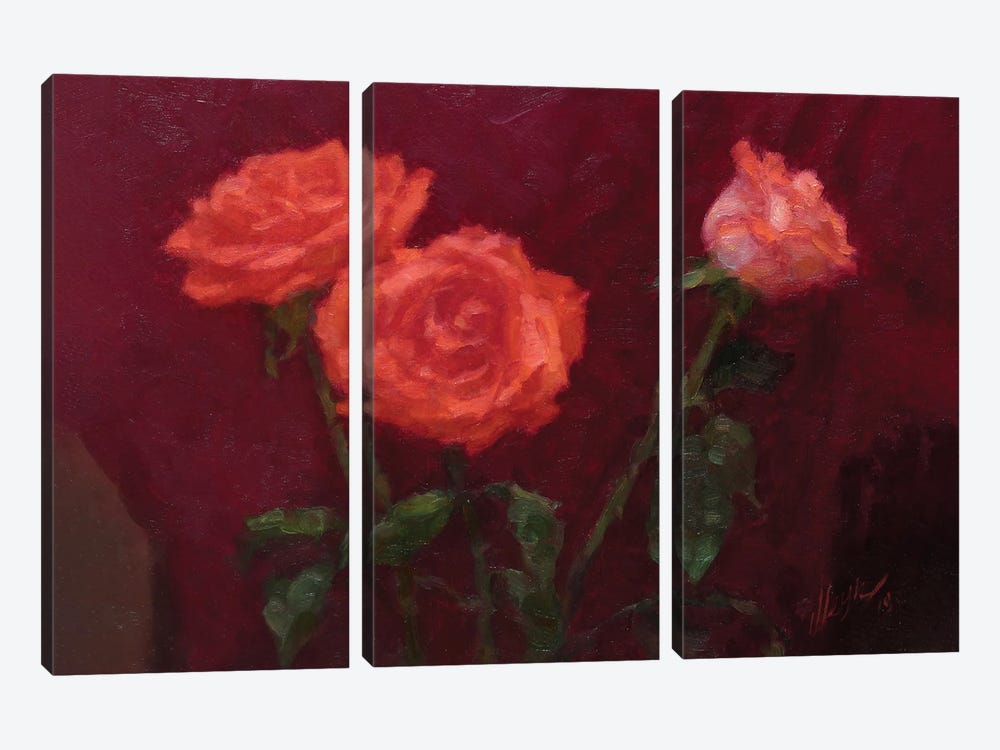 Roses by Dmitry Oleyn 3-piece Canvas Art Print