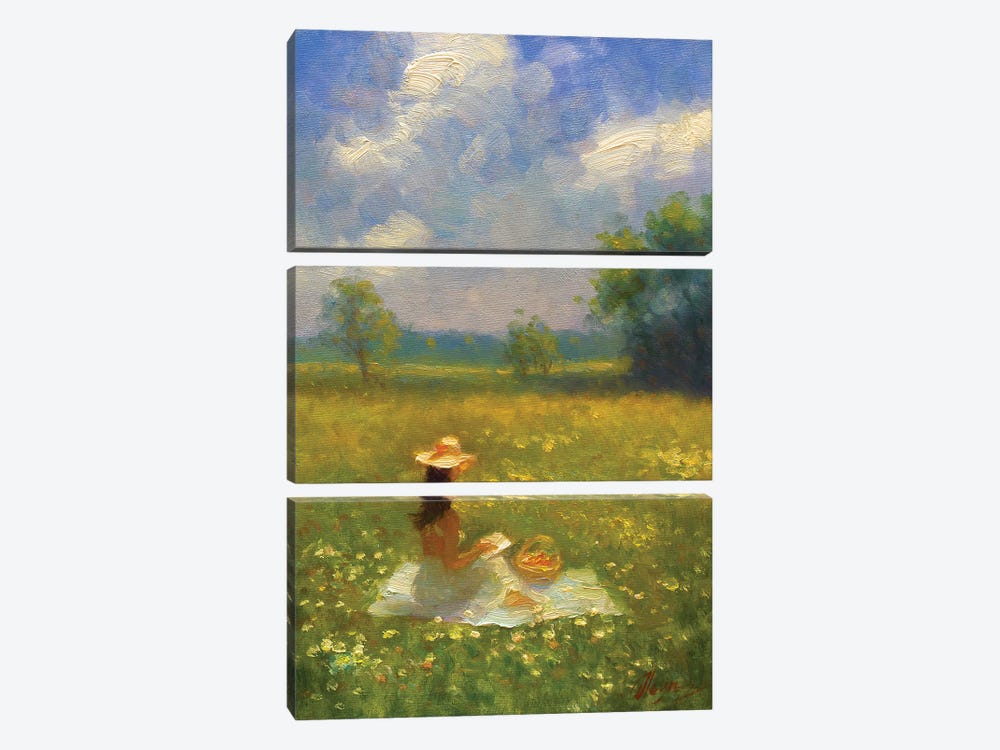Girl In A Summer Meadow by Dmitry Oleyn 3-piece Art Print