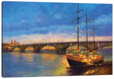 Rhein Mainz Canvas Art Print - Illuminated Oil Paintings