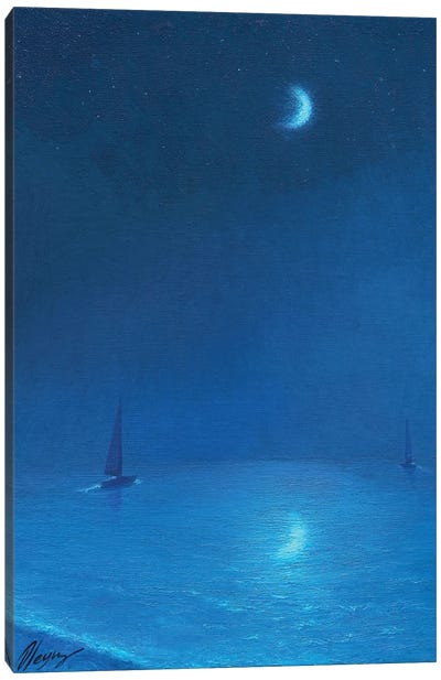 Moonlight III Canvas Art Print - Blue Art
