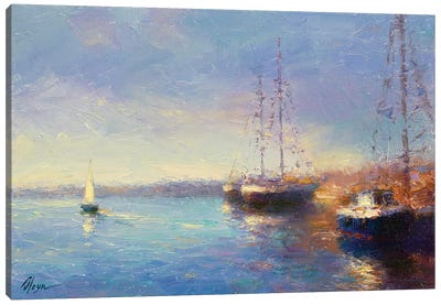 Evening Sea I Canvas Art Print - Harbor & Port Art