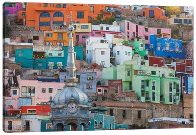 Vibrantly Colored Architecture, Guanajuato, Mexico Canvas Art Print - Midwestern States' Favorite Art