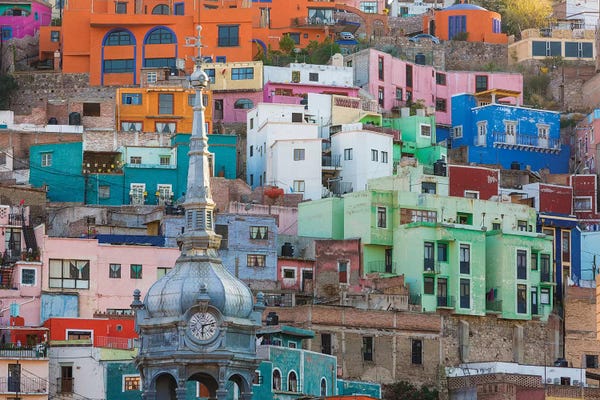 Mexico: Vibrantly Colored Architecture, Guanajuato, Mexico by Don Paulson