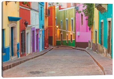 Colorful Streetscape, Guanajuato, Mexico Canvas Art Print - House Art