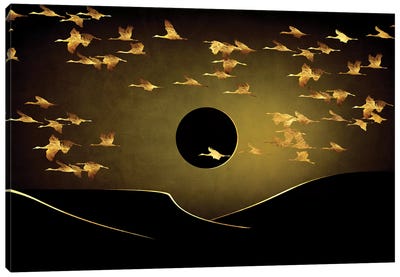 Desert Eclipse Canvas Art Print - Art by Middle Eastern Artists
