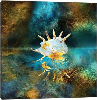 Enigma - Reflection On Still Water Canvas Art Print - Gold Abstract Art