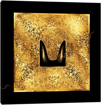 Ariadne's Thread In A Digital World Canvas Art Print - Gold Abstract Art