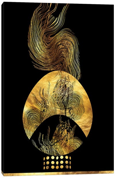 Hatching Dragon I Canvas Art Print - Black, White & Gold Art