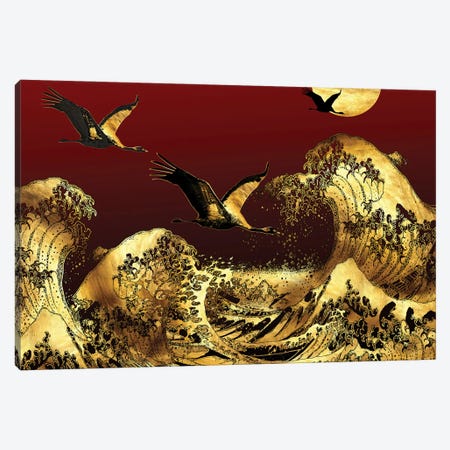 Low Flight On Golden Waves Canvas Print #DPH85} by Daphne Horev Canvas Print